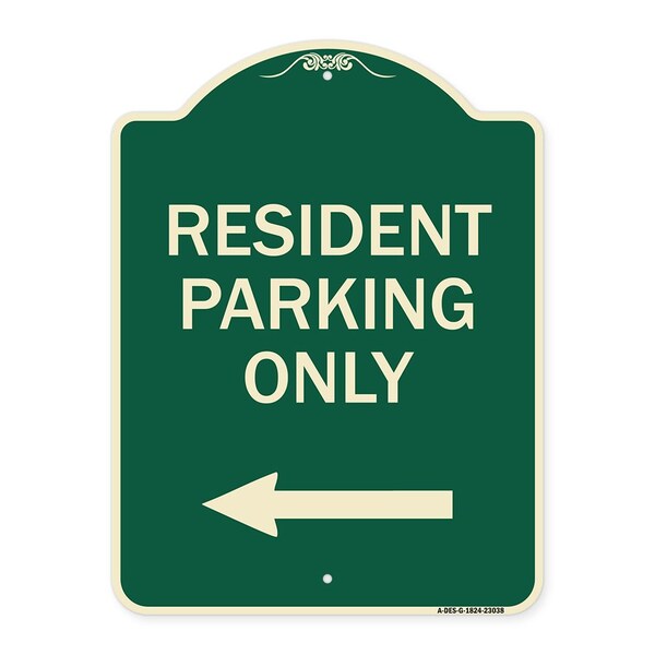 Signmission Reserved Parking Resident Parking W/ Left Arrow Heavy-Gauge Aluminum Sign, 24" x 18", G-1824-23038 A-DES-G-1824-23038 - main